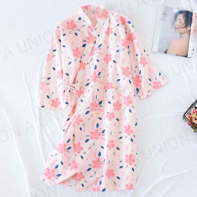 (VH0423) Sakura 櫻花日式女款和服浴袍 睡袍 睡衣 睡裙 棉質和服浴袍睡衣 日式女款和服浴袍 吊帶裙 家居服 雙層紗布睡袍 女士和服 浴衣 居家睡衣 汗蒸桑拿 均碼