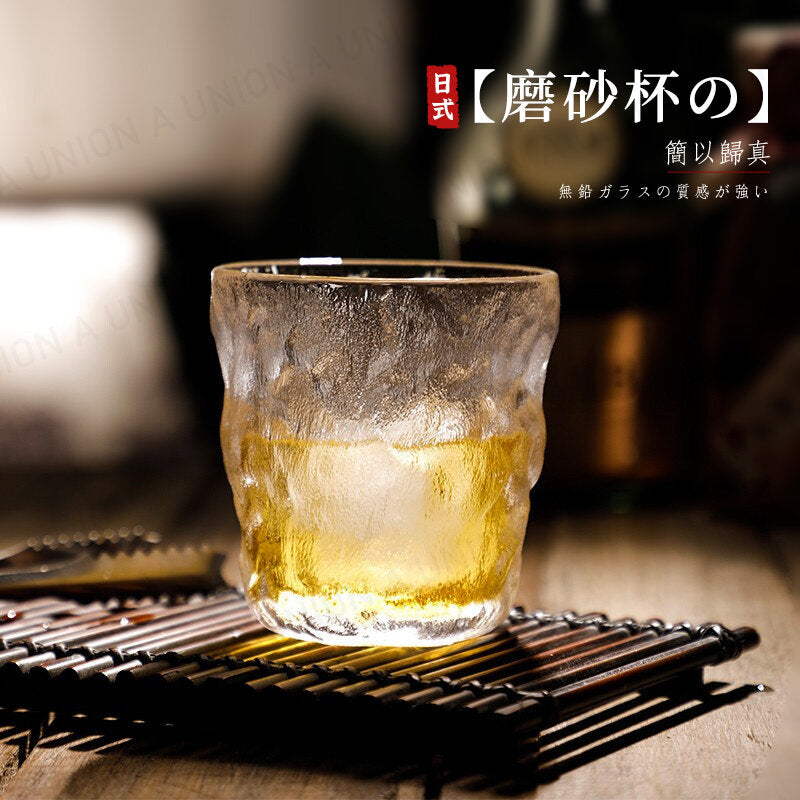 (VH2056) 日式酒杯 磨砂錘紋冰川杯 洋酒杯 清酒杯 威士忌杯 磨砂杯 日式玻璃酒杯 咖啡杯 冷飲杯 果汁杯 牛奶杯 啤酒杯 雞尾酒杯 Whiskey 調酒杯 茶杯 玻璃水杯 打卡