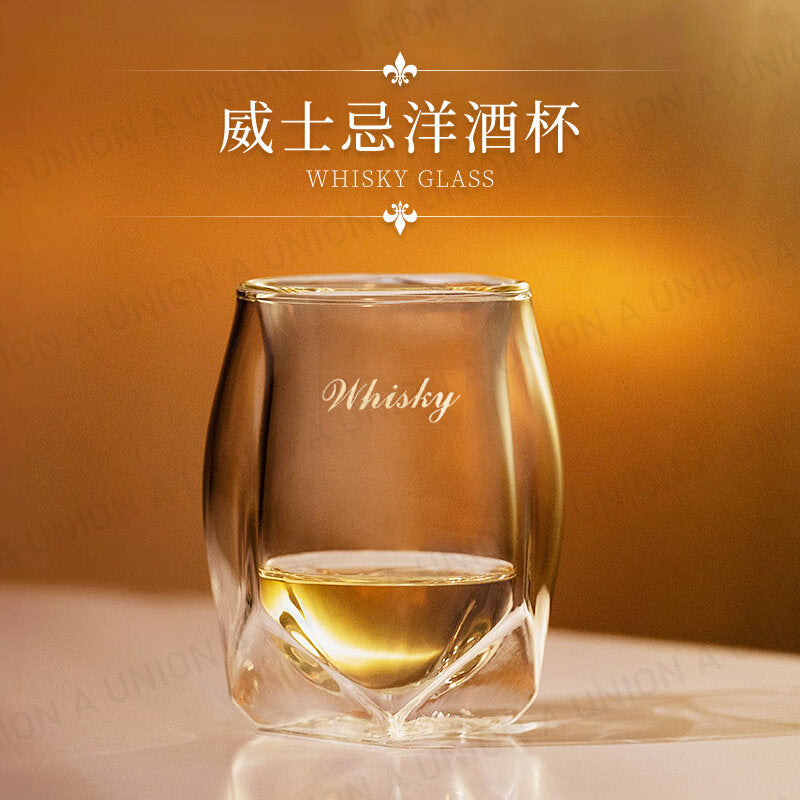 (VH2169) 真空威士忌洋酒杯 酒杯 威士忌杯 威杯 簡約杯子 創意杯 日式酒杯 咖啡杯 日本杯 玻璃杯 家用杯 商用杯子 雞尾酒杯 Whiskey 調酒杯 茶杯 玻璃水杯 雙層玻璃杯