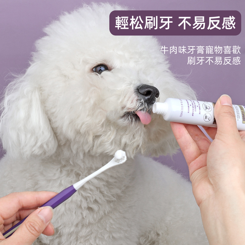 (VP0063)SLOPPUP 牛肉味寵物牙刷牙膏套裝 口腔清潔用品 幼犬/貓 貓狗通用牙膏和牙刷 天然口腔護理套裝 手指牙刷寵物牙膏 貓狗口腔護理