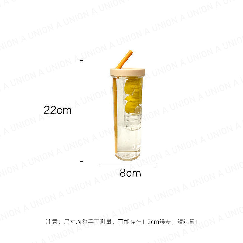 (VH2287) 700ml 果汁杯 冷飲杯 水杯 車用冷飲杯 運動水瓶 水樽 水壺 濾網茶杯 吸管杯 冷泡茶壺 泡茶水樽 茶瓶 分隔杯 隨行杯 健身杯 咖啡杯 花茶壺泡茶水杯 帶飲管 (綠色)
