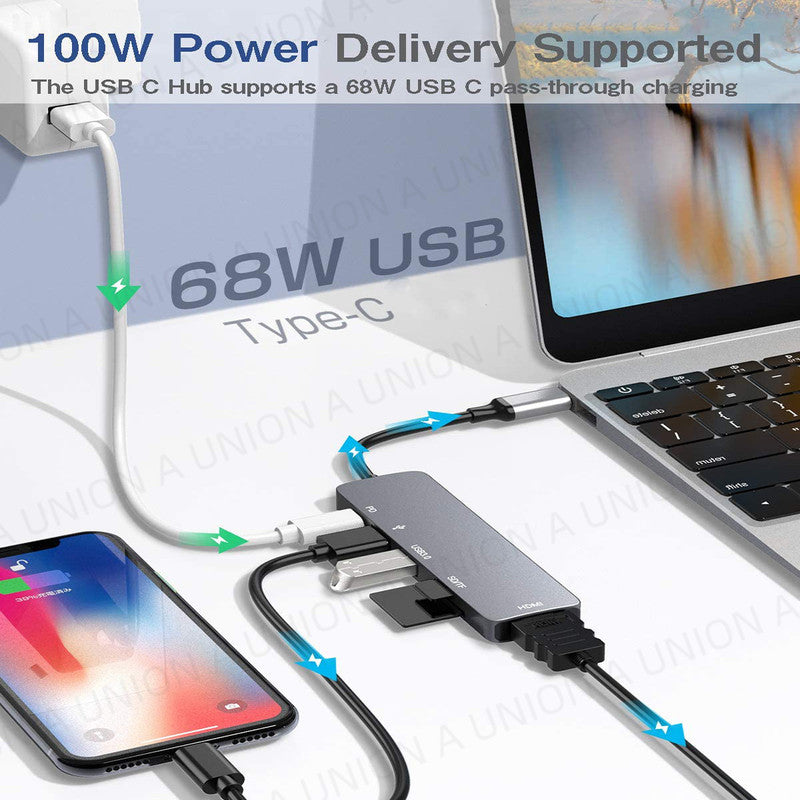 (VH0302)6-in-1 PRO Hub for TYPE C USB-C 多功能轉換器 高速分插器 擴充器 多端口集線器 鋁合金 擴展器 六合一PRO轉換器 多功能多口轉接器