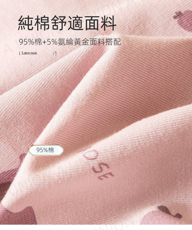 (VH0690)5件裝少女學生粉紅色系印花純棉內褲底褲(5個顏色,每色各一條)