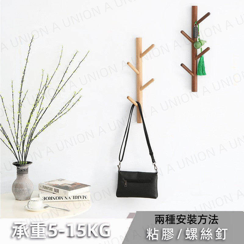 (VH2216)免打孔壁掛式4連掛勾 臥室衣帽鈎 掛鉤架 掛架 日式掛衣鉤 掛勾 毛巾掛鉤 創意掛衣架墻上 玄關衣服掛衣鉤 壁掛進門置物架掛鈎 可移動衣帽架掛鉤 原木色