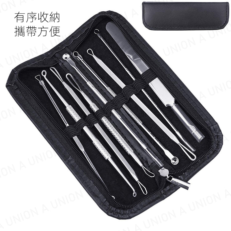 (VH2200)(10 件套)不銹鋼粉刺針 不銹鋼粉刺針工具 粉刺去除工具 粉刺套裝 黑頭套裝 粉刺黑頭套裝 去除粉刺黑頭必備套
