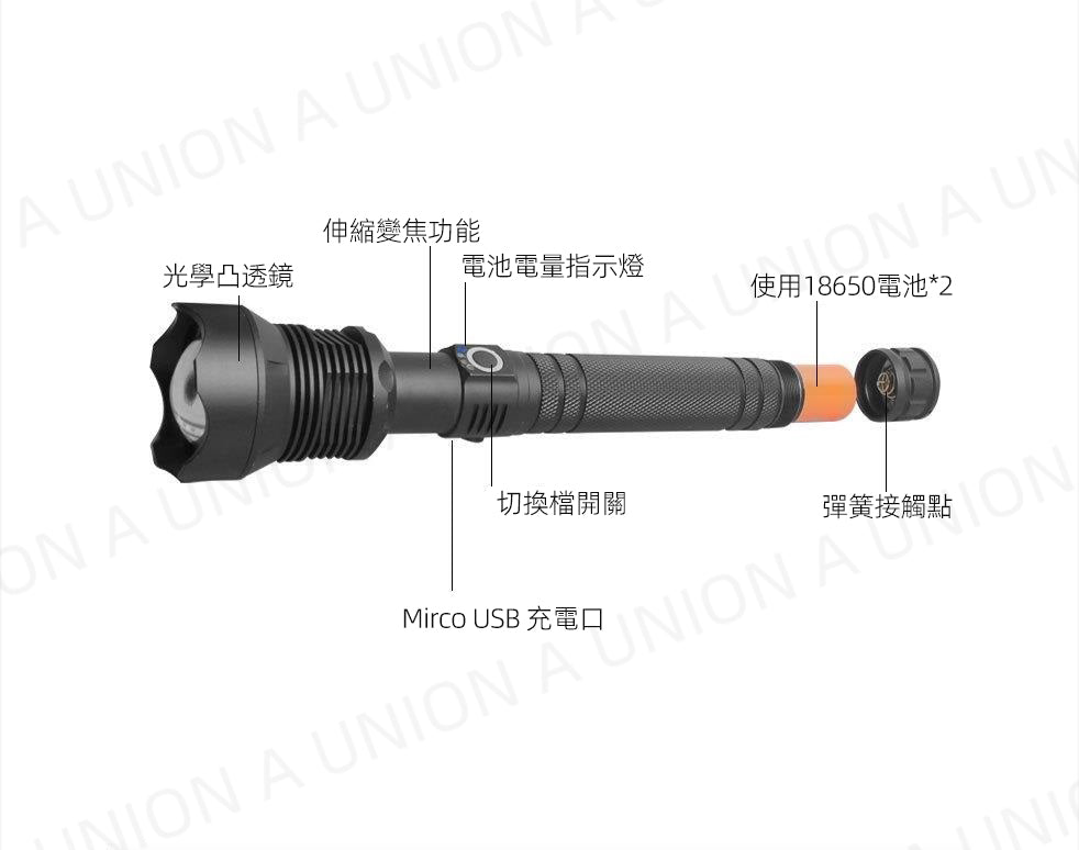 (VH0462) CREE-P70 LED 2000流明 強光遠射程 強光手電筒 戶外防水USB充電 伸縮變焦 大功率LED手電筒 戶外強光手電筒 露營 爬山 戶外必備