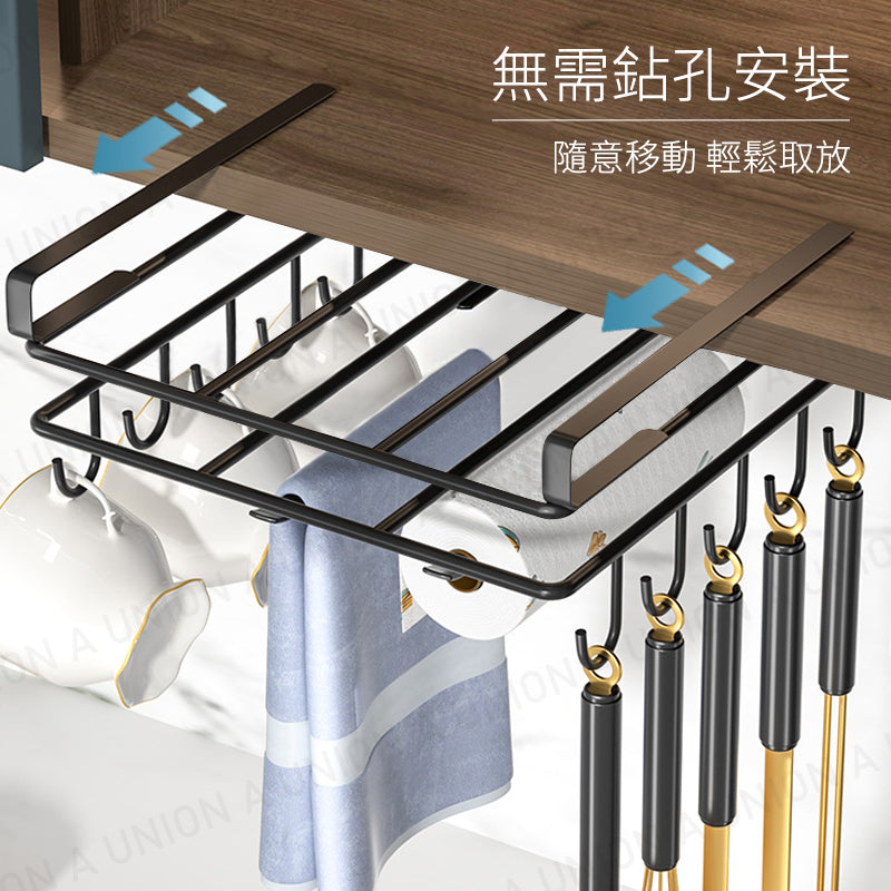 (VH2162)免打孔廚房收納置物架 不銹鋼廚櫃置物架 鍋蓋砧板架 廚櫃隔板挂架 多功能收納挂鈎架 毛巾架 廚具收納架 鍋鏟湯勺置物架 杯具收納 抹布架 瀝水架 廚房紙巾架 砧板收納架 廚房鍋蓋架
