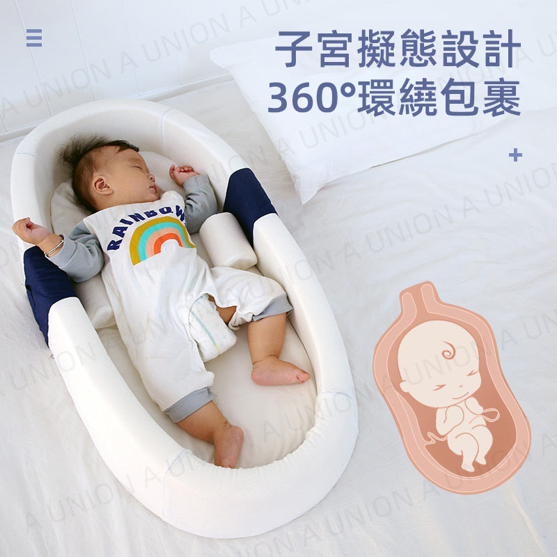 (VH2426)寶寶嬰兒床 新生兒防側翻床墊 BB安睡睡窩 便攜式床中床 可移動新生兒睡床 仿生bb床 防壓分隔床 可拆卸遮陽棚蚊帳 出行嬰兒床 分隔床 交通工具 戶外出行露營旅遊寶寶床