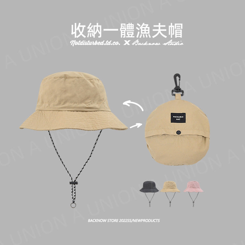 (VH0034) Anti-UV, waterproof, foldable and storage integrated fisherman hat, storage basin hat, summer thin quick-drying sun hat, outdoor mountaineering hat, sun visor, sunshade hiking hat, elastic and adjustable, with hanging buckle