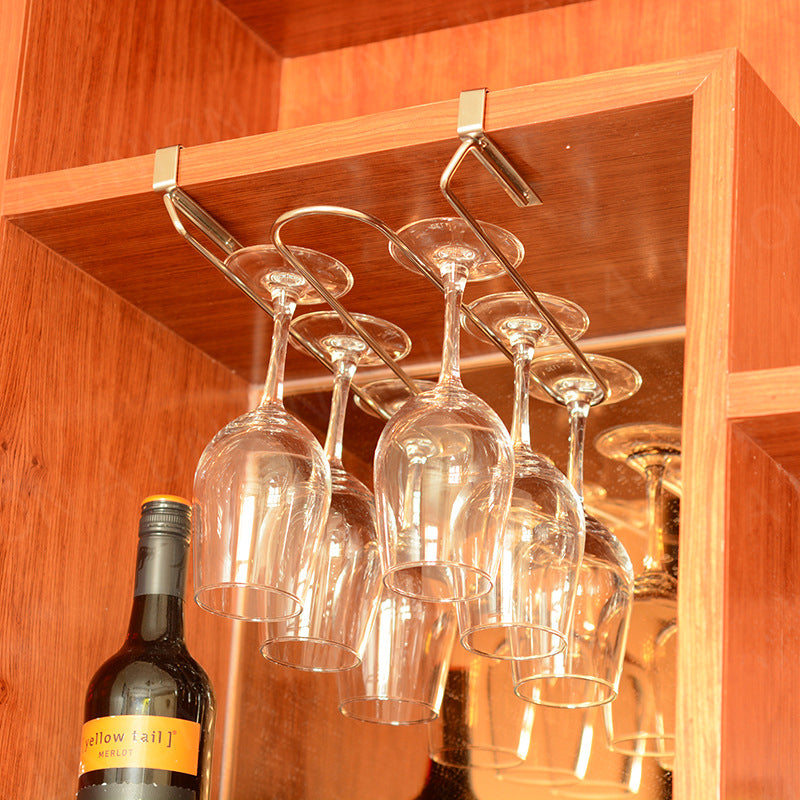 (VH0009) Japanese-style cabinet 304 stainless steel wine glass holder without drilling holes, upside-down hanging goblet holder, hanging wine glass hanging cup holder, no need to drill holes, no need to drill the wall, upside-down hanging goblet holder