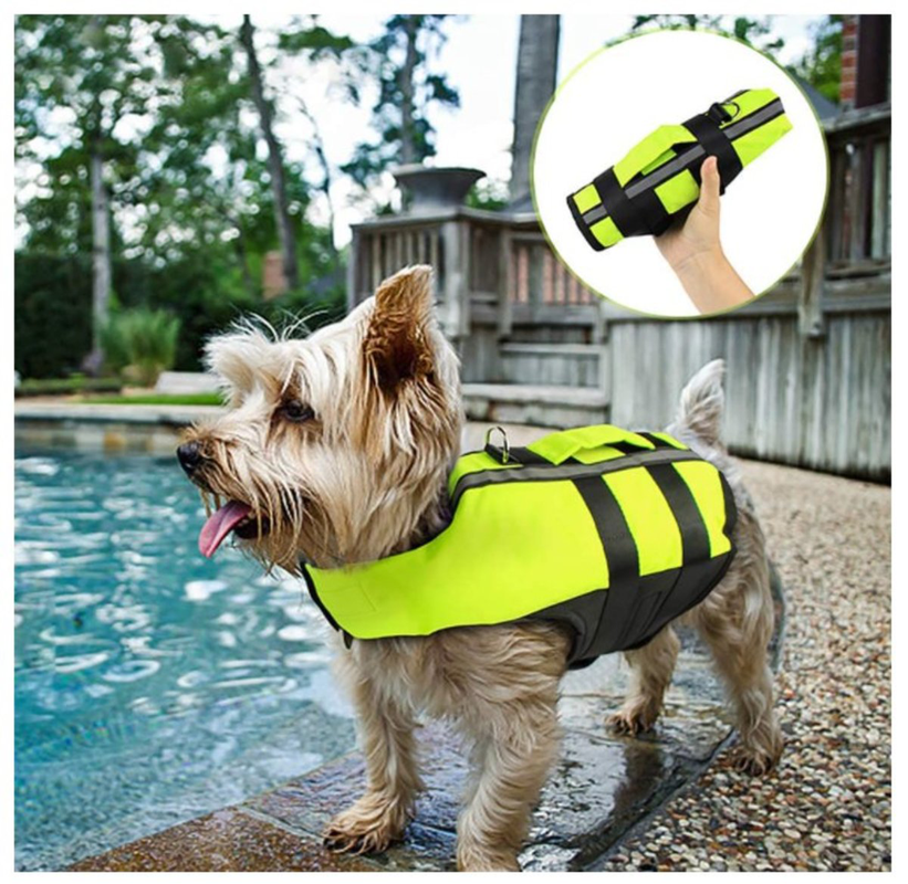 (VP0132) Portable Dog Life Jacket Inflatable Pet Dog Life Jacket Swimming Vest with Reflective Strips Summer Dog Floating Jacket New Air Bag Life Jacket Inflatable Folding Swim Suit Pet Swimming Life Jacket