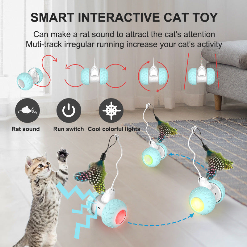 (VP0050) Cat Toy Internet Celebrity Balance Car Automatic Cat Ball Self-Happiness Cat Stick Relieve Boredom Artifact Bite-resistant Kitten Toy Mouse Toy Intelligent Bumper Car