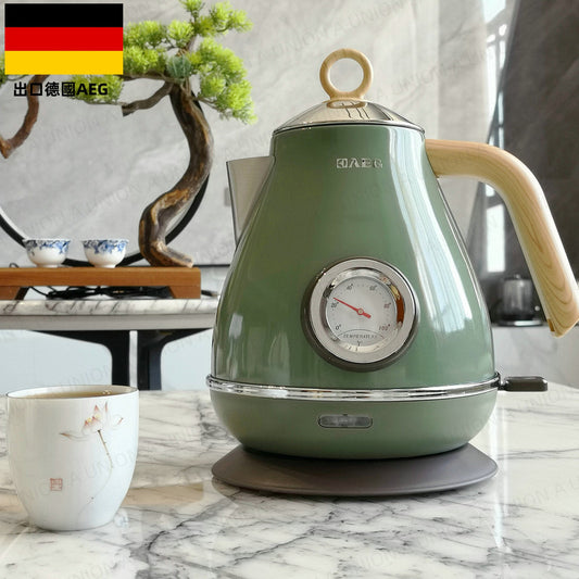 (VH0088) Exported to Germany Nordic retro electric kettle painted wood grain with temperature display electric kettle 304 stainless steel patented product with automatic power off and boiling kettle