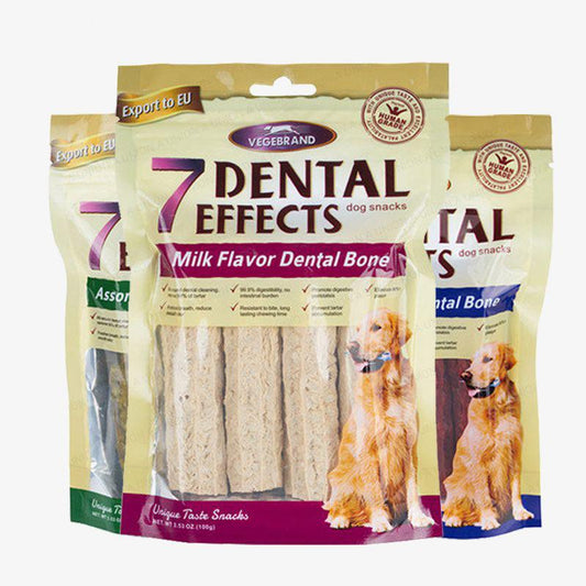 (VP0213) VEGEBRAND 7-Effect Teeth Cleaning Bone Cleaning Soft Strip Molar Stick Resistant to Bite Glue Pet Supplies Small, Medium and Large Dogs Golden Retriever Corgi Teddy Teeth Cleaning Bone Dog Snacks