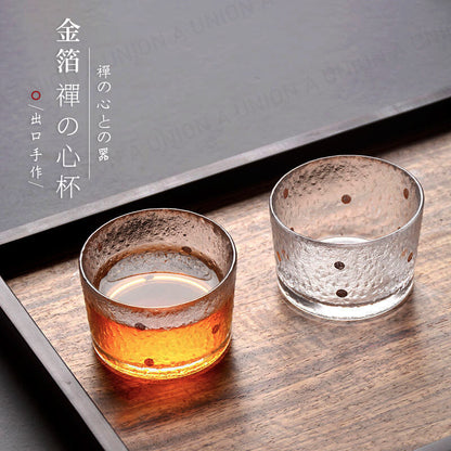 (VH2055) 日式金點清酒杯 小茶杯 日式酒杯 洋酒杯 清酒杯 威士忌杯 簡約杯子 創意杯 日式玻璃酒杯 咖啡杯 玻璃杯 家用杯 商用杯子 Whiskey 茶杯 Sake 金點茶杯