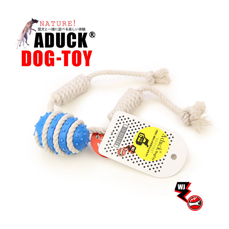 (VP0150) Aduck Japanese molar training dog TPR pet dog toy rope egg ball cotton rope ball molar dog training toy cotton knot toy ball dog chewing toy dog ​​double-headed molar cotton rope ball bite-resistant pet toy