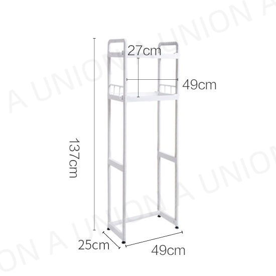 （VH0391）北歐洗手間浴室雙層廁所層架 免打孔落地可調節 廁所收納置物架 衛生間置物架 洗手間儲物架 地廁所洗手間盆架 洗衣機上收納架 簡易安裝 瀝水孔設計