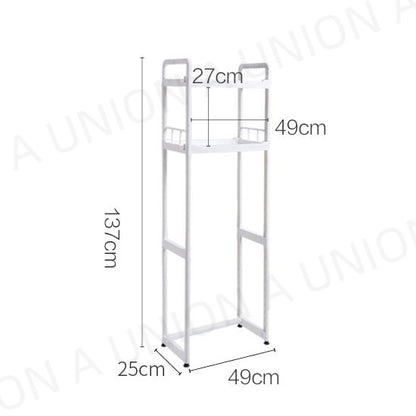 （VH0391）北歐洗手間浴室雙層廁所層架 免打孔落地可調節 廁所收納置物架 衛生間置物架 洗手間儲物架 地廁所洗手間盆架 洗衣機上收納架 簡易安裝 瀝水孔設計