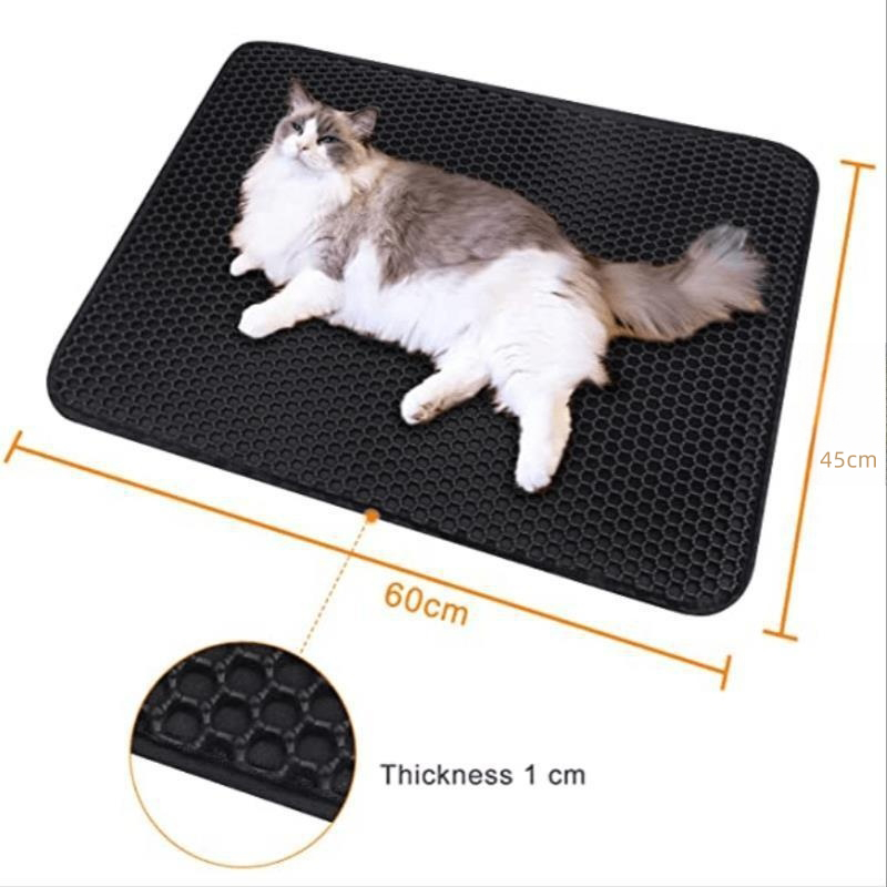 (VP0165) Cat litter mat pet mat anti-bring out cat litter mat double layer black large waterproof eva cat litter mat double layer cat litter mat