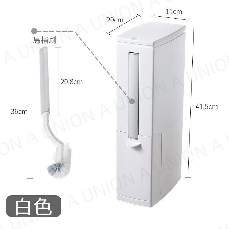 （VH0559）超薄型廁所垃圾桶 帶馬桶刷架的垃圾桶 不占空間 廚房垃圾桶 日式按壓式開蓋馬桶刷一體式垃圾桶 衛生間夾縫11cm垃圾桶 廁所帶蓋衛生桶 放紙桶