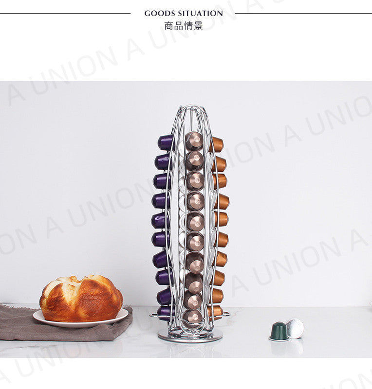 （VH0026）Nespresso 咖啡膠囊金屬架 40粒 雀巢星巴克膠囊咖啡可旋轉擺放架 咖啡膠囊展示架 咖啡膠囊收納架 膠囊咖啡擺放架