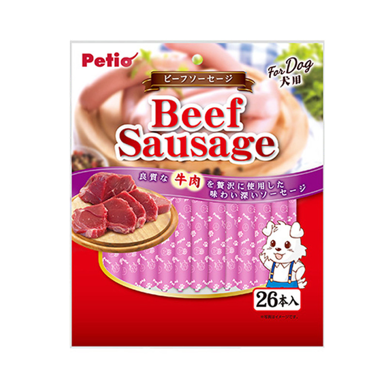 (VP0088) Petio Beef Flavored Ham Sausage 26-piece Dog Sausage Snacks Nutritious Grain-Free Beef Pet Sausage