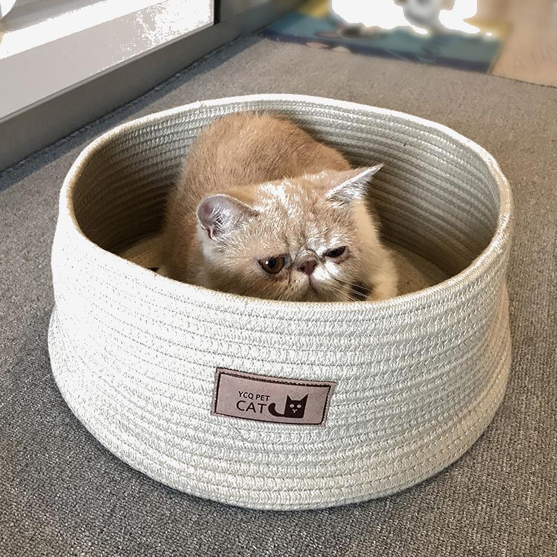 (VP0056) Handmade cotton rope cat nest cotton rope pet nest non-stick hair cat nest cute cat nest pet nest four seasons universal cat scratching board cat scratching board cat kennel