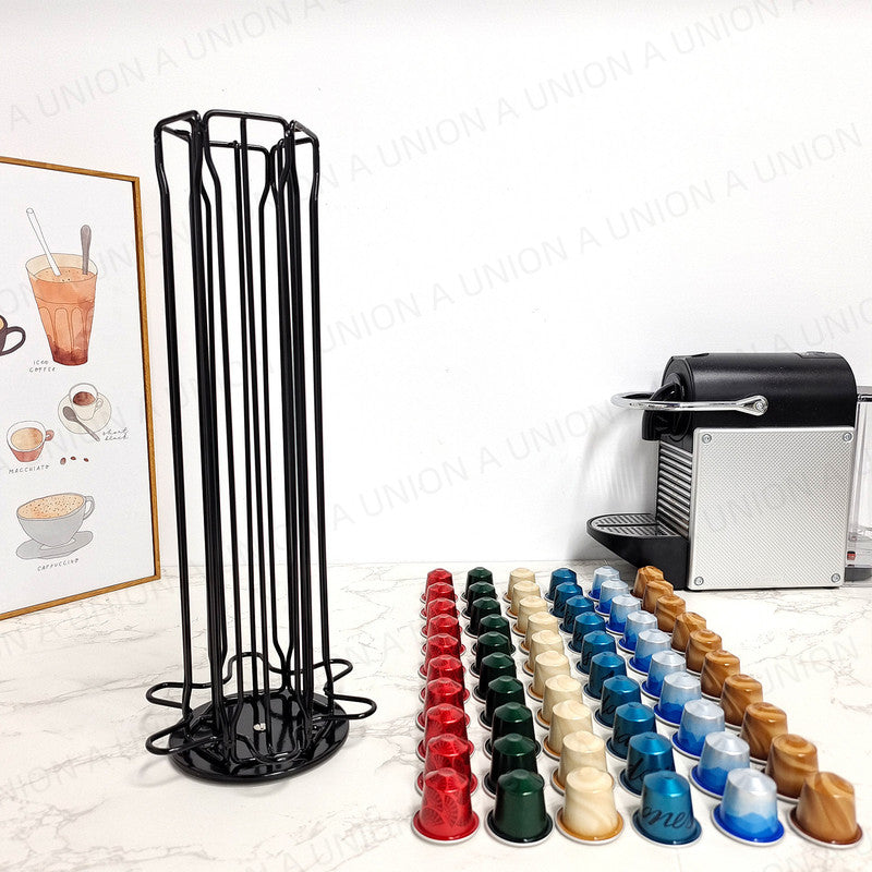 (VH0027) Nespresso coffee capsule metal rack 60 Nespresso Starbucks coffee capsules rotatable display rack coffee capsule display rack coffee capsule storage rack metal coffee capsule cup six-row rotating storage rack