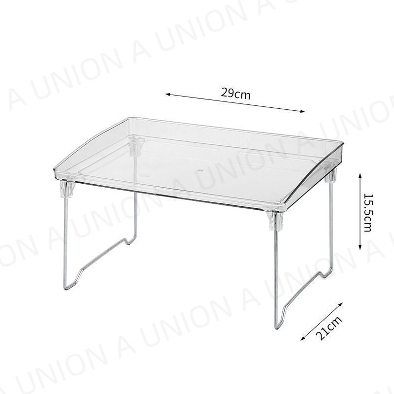 （VH0519）透明單層亞克力杯架 桌面置物架 可折疊廚房衛生間化妝品雜物置物架 折疊透明層架無印風杯架杯子收納置物架茶具收納架櫥櫃桌面取杯架水杯茶杯托盤 層架