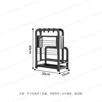 (VH2372)廚房加高刀架 廚房置物架 廚房雜物架 廚房刀架 廚房砧板架 廚房坐枱收納置物 刀座 廚刀架 筷子筒 多功能不銹鋼瀝水刀具架 砧板架 鍋蓋架 廚具收納架 可放筷子刀叉 筷子架 刀叉架