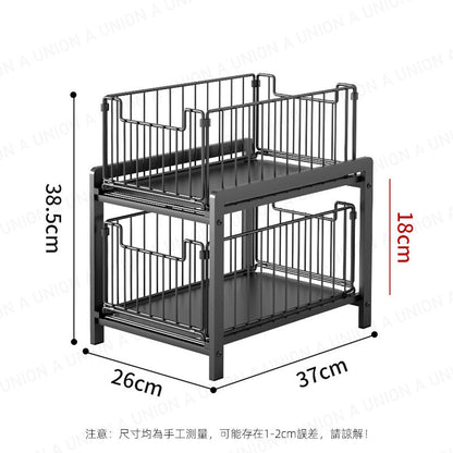 (VH2368)廚房雙層拉架 廚房伸縮水槽置物架 雙層儲物架 廚房伸縮架 廚房申縮式架 廚房置物架 雙層廚房置物架 廚房架 廚房雜物架 油鹽醬醋架 調味料架 收納架 置物架 浴室架 桌面放置架