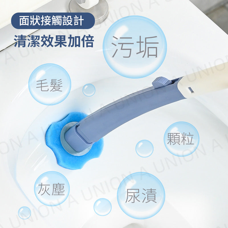 (VH0127) Disposable Toilet Brush Set No Dead Angle Toilet Brush Cleaning Brush No Punching Wall-mounted Toilet Brush Long-Handed Toilet Brush Contains Concentrated Cleaning Liquid Brush Head Disposable Toilet Brush + 8 Sponge Head Set