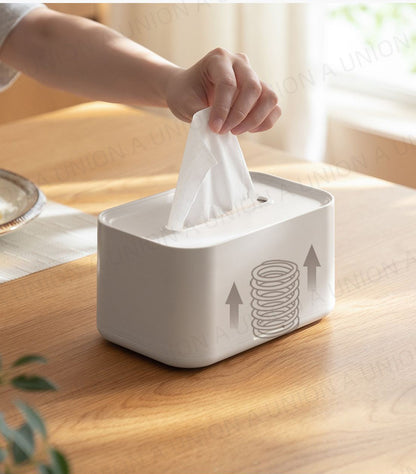 (VH0119) Japanese spring tissue box (white) desktop home living room coffee table paper box light luxury minimalist style storage box simple and practical paper box paper box spring tissue box simple and practical paper box (white)