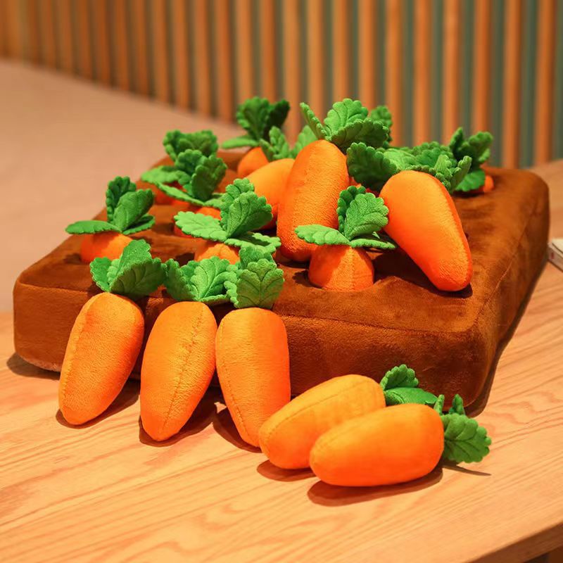 (VP0140) Carrot pulling plush toy pet chewing doll fruit and vegetable patch mushroom picking pet educational toy