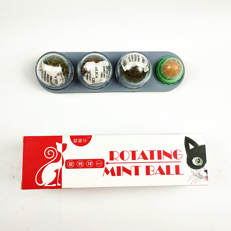 (VP0092) Cat Mint Ball Toy Licking Spin Ball Cat Mint Cat Snack Lollipop Self-Happy Cat Toy Pet No Additive Mixed Flavor Spin Ball Pure Natural Mint Ball