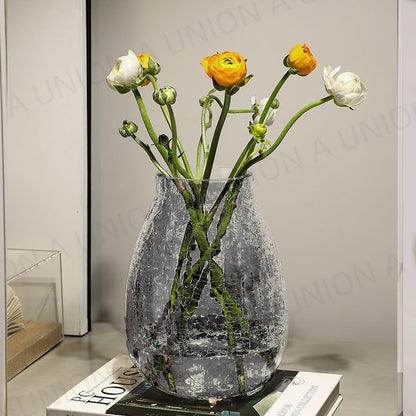 (VH0060) Ice flower glass vase, ice pattern vase, ice flower creative simple vase, artificial vase, creative flower bottle, thickened vase