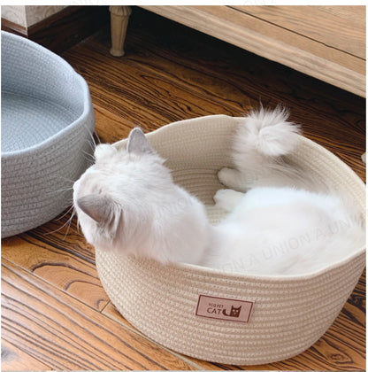 (VP0056) Handmade cotton rope cat nest cotton rope pet nest non-stick hair cat nest cute cat nest pet nest four seasons universal cat scratching board cat scratching board cat kennel