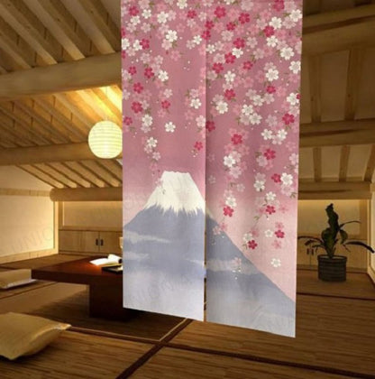 (VH0425)櫻花 - 日式家居門簾布藝 -富士山 ふじさん 櫻花 ふじさん 85 x 150 cm **不含桿