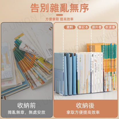 （VH0531）簡約無印風L型書立 加厚四欄書立-透明白 四聯加厚亞克力書立架 學生書本閱讀收納架 桌面辦公書立架 透明立書架 透明架