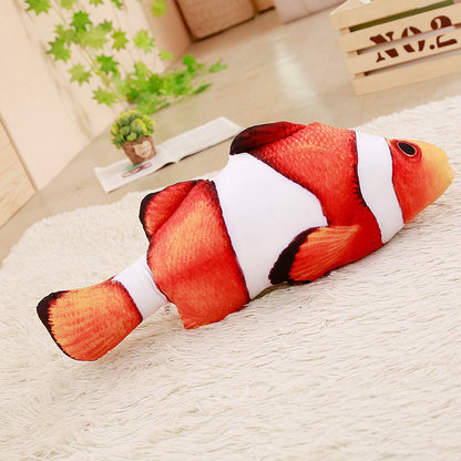 (VP0120) New catnip fish toy plush simulation cat toy fish cat self-pleasure toy clown fish ugly fish cat slave must-have funny cat simulation fish pet cat toy pet chewing toy cat toy doll pillow pillow cat pillow large [included catnip]