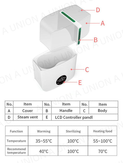 （VH0739）奶瓶消毒器 暖奶器 溫奶器 食物加熱器 嬰兒食物及奶瓶加熱器 四合一暖奶 熱輔食 消毒 蒸蛋 暖奶機奶粉 消毒奶煲 消毒器 奶嘴 奶樽 奶袋