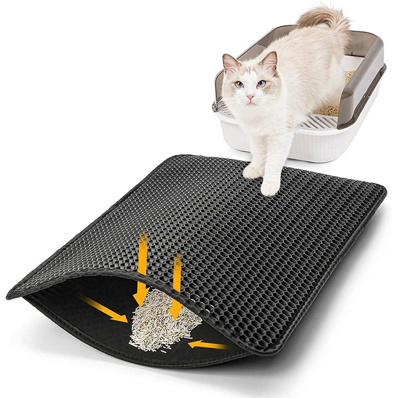 (VP0165) Cat litter mat pet mat anti-bring out cat litter mat double layer black large waterproof eva cat litter mat double layer cat litter mat