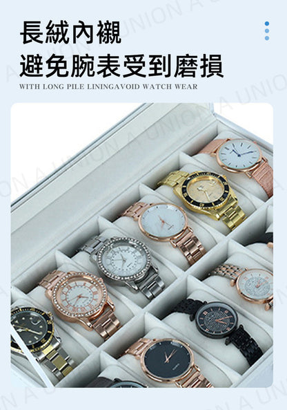 (VH0015) High-grade PU leather buckle watch box jewelry box storage display box 12-bit watch box multi-functional desktop storage box divided storage box luxury watch box gift box packaging watch storage display box high-end PU leather jewelry storage box