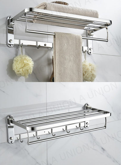 (VH0007) Multifunctional foldable bathroom storage rack bathroom wall-mounted folding towel rack towel storage rack hook hanging rack drying rack foldable clothes drying rack balcony window drying rack baby towel sock hanging rack storage drying rack