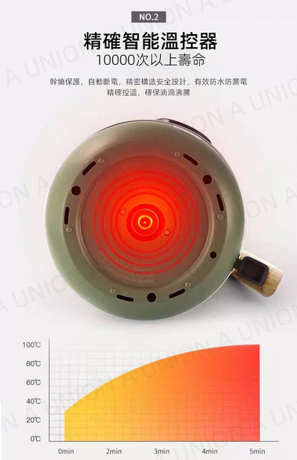 （VH0088）出口德國 北歐復古電熱水壺 烤漆木紋帶溫度顯示電熱水壺 304不銹鋼自動斷電燒開水壺 專利產品