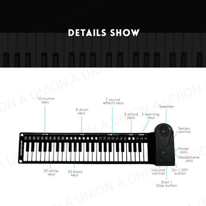 （VH0321）入門級49鍵手卷電子琴 49键手卷钢琴 硅胶便携式儿童初学折叠电子琴 音樂電子琴 摺疊式數碼鋼琴  適合初學者和兒童