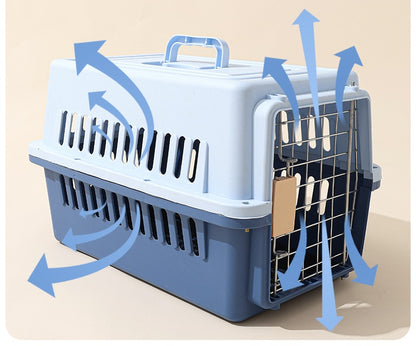 (VP0212) Pet portable flight case, vehicle-mounted dog cage, portable cat out-travel checked box, pet flight box, fence-type cat bag, dog cage, portable out-going cat space capsule, large and small dog checked air transport box