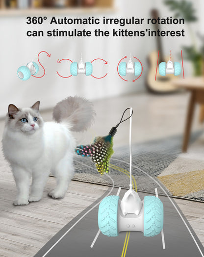 (VP0050) Cat Toy Internet Celebrity Balance Car Automatic Cat Ball Self-Happiness Cat Stick Relieve Boredom Artifact Bite-resistant Kitten Toy Mouse Toy Intelligent Bumper Car