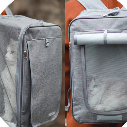 (VP0235) Petseek pet travel cat bag multifunctional portable shoulder crossbody bag portable cat backpack pet backpack portable multifunctional pet outing bag (can be used as a backpack/handbag)