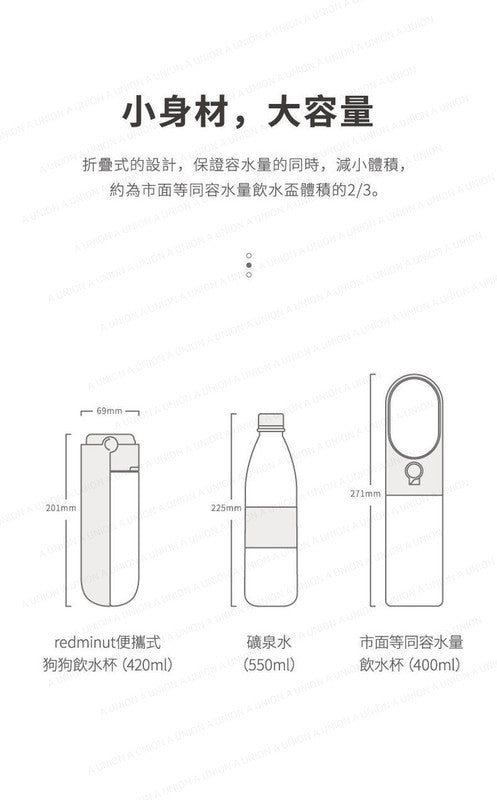 （VP0229）Redminut特長水槽便攜式狗狗飲水水樽 寵物特長水槽 隨行水樽  狗狗飲水 狗狗水樽 便攜 小巧便携水樽 300ml